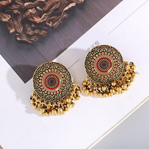 Bollywood Ethnic Gypsy Jhumki серьги Crystal Beads Tassel Bells Drop Dangle Earrings Bridal Wedding Party Jewelry