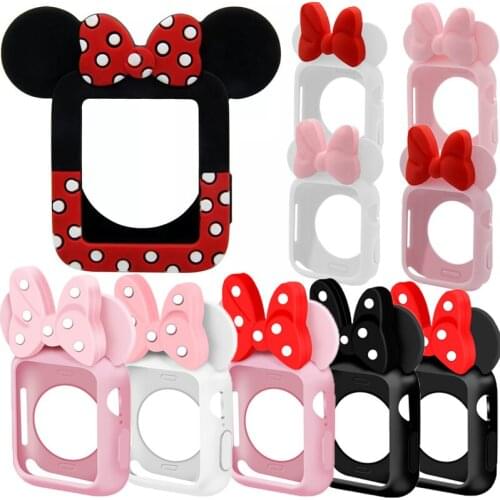 Silicone Case for Apple Watch 6 SE 5 4 3 2 1 Bowknot Rubber Protector Cover for Iwatch 38mm 40mm 42mm 44mm Watch Frame Shell