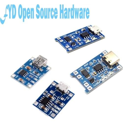 Mini Micro Type-c USB 5V 1A 18650 TP4056 Lithium Battery Charger Module Charging Board With Protection Dual Functions 1A Li-ion