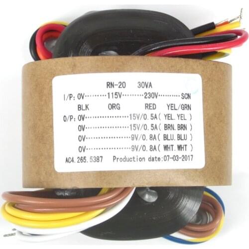 R type power transformer 30W 15V* 2 + 9V *2 R cattle audio transformer copper wire 115-230V