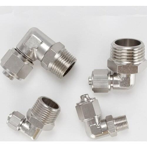 OD 6/8/10/12mm Hose Tube 1/8" 1/4" 3/8" 1/2" Male Thread Copper Nickel Plated Pneumatic Fast Twist Fittings Rotating Elbow