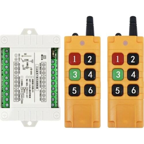 Universal 2000m DC12V 24V 6CH Wireless Remote Control LED Light Switch Relay Output Radio RF Transmitter And 315/433MHz Receiver