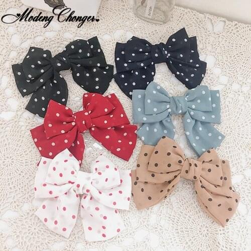 High Quality Large Hair Barrette For Women Three Levels Chiffon Hair Bow Hairgrips Wave Point Hair Clips Girls Hair Accessories