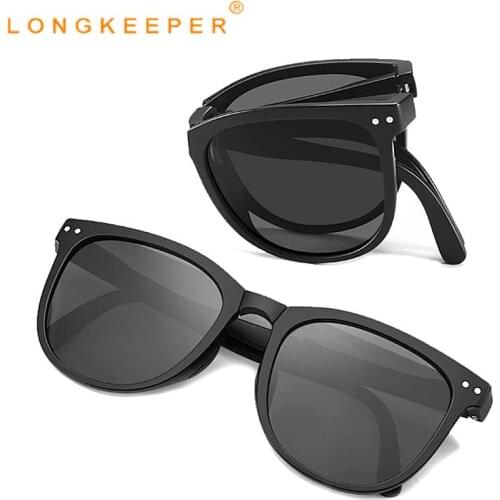Womens Folding Glasses Men Vintage Polarized Sunglasses Black Driving Goggles UV400 Folded Eyeglasses Oculos De Sol Feminino