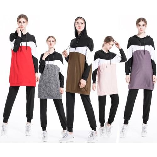 TaoBo 2020 New Muslim Sportswear Casual Wear Hooded 2PCS Suit with Hat Autumn Winter Sports Suits for Women Arab Clothing Suit