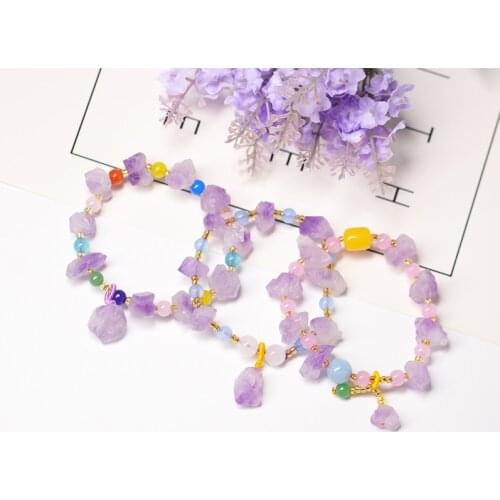 1PC Natural color gem mineral bracelet jewelry cure stone bracelet Simple Fashion womens Jewelry DIY Gift