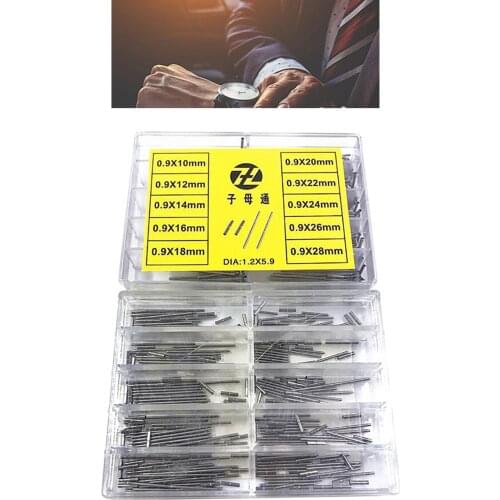 10 Types 0.9mm 10mm~28mm Assort Size Watchband Tube Bars Set Bracelet Connecting Shaft Watch Accessories Boxed Mother-Child