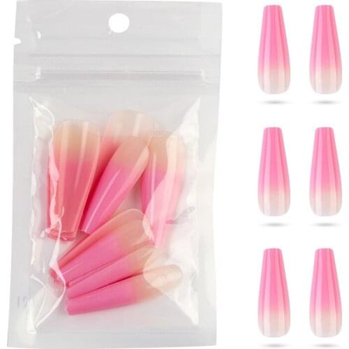 20/30/50 Piece Bagged Gradient Gel Ballet Armor Long Ballet Armor Set Solid False Nail Long Coffin False Nail Enhancement