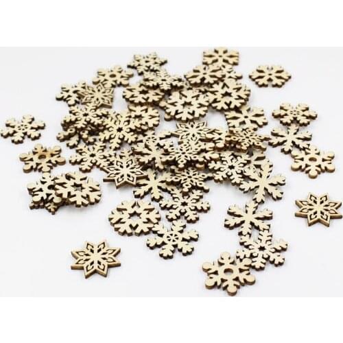 30/100pcs/pack 25mm wood / White Christmas Snowflake Wooden Buttons Fit Sewing and Scrapbook DIY Wedding Decoration