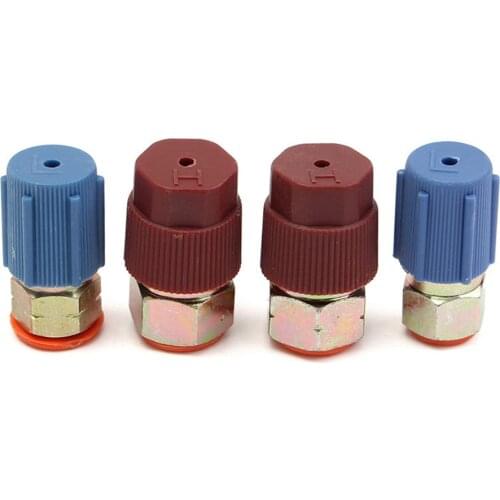 4Pcs Car Retrofit 7/16 to 3/8 Conversion Adapter R12 to R134a High/Low Voltage AC Fitting for Automobiles Air Conditioner