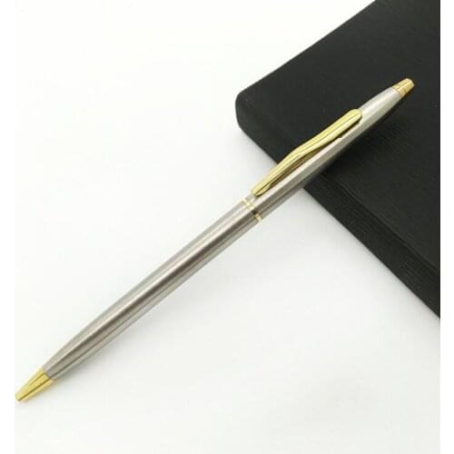 500pcs/lot Stainless Steel Metal Ball-point Pen Ballpoint Pens Business Advertisement Pen