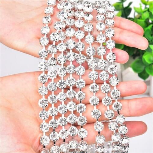 8Mm Pearl Clear Crystal Plating Cup Chain Gun Base Rhinestone Trimming Sewing Stone Banging Diy Apparel Beauty Dress Accessories