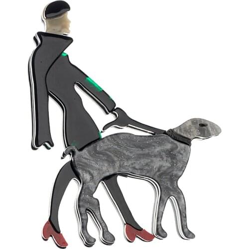 New Design Acrylic Brooch Ladies And Dog Character Pins And Brooches For Women Badges Clothing Fashion Gift Jewelry Accessories