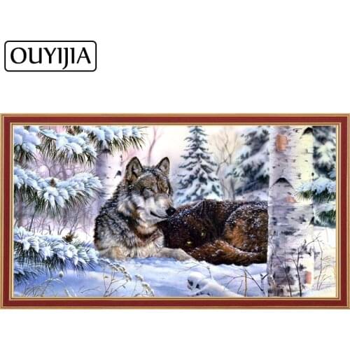 OUYIJIA 5D Single Wolf Diy Animal Diamond Painting Wolves Cross Stitch Needlework Diamond Mosaic Home Decoration Embroidery