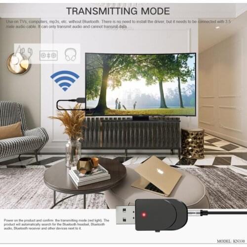KN330 USB Bluetooth-compatible 5.0 Transmitter Receiver 3.5 Mm Jack 3 IN 1 Stereo Audio Music Wireless Bluetooth Adapter For TV