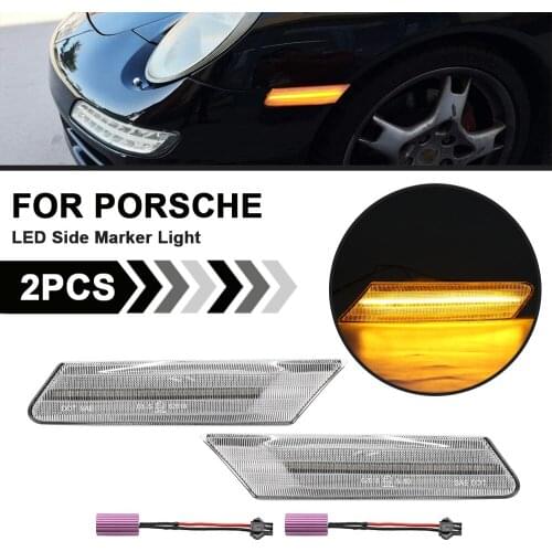 2Pcs For Porsche 911 Carrera S 4 GTS Targa 4S Turbo GT2 GT3 RS Boxster Cayman LED Bumper Side Marker Lights Turn Signal Lamp