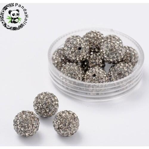 10mm Grade A Pave Disco Ball Beads Round Polymer Clay Rhinestone Beads for Jewelry Making DIY, Hole: 1mm