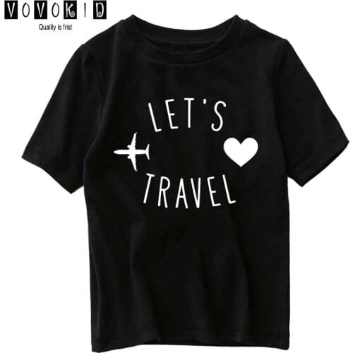 Lets Travel Little Cute Girl Boy Cartoon Sweet Girls Japanese Streetwear T-shirt Chlidren Summer Top Baby T Shirt Cartoon Shirt