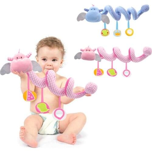 Infant Pink Plush Rattle Stroller Animal Appease Toys Gift For Newborn 0-12 Months Baby Hand Toys Crib Spiral Hanging Mobile