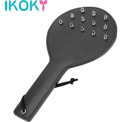 IKOKY Sex Rivet Whip Slave Paddle PU Leather Sex Toys for Couples Erotic Foreplay Flirting Adult Game