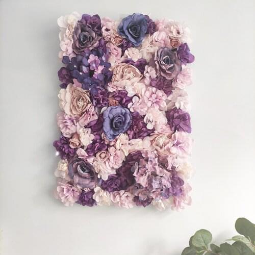 Artificial Flower Panels 16 x 24" Flower Wall Background Silk Rose Flower Panels for Backdrop Wedding Party Wall Decoration