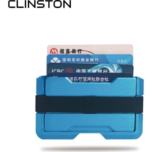 Exquisite Mens Metal Mini Wallet Brand Fashion Credit Card ID Holder With RFID Anti-thief Wallets Aluminum Dollar Clip for Men