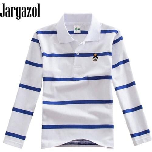 Jargazol Boy Shirt Long Sleeve Sports Polo Shirts Baby Boys Autumn Tops 3-15 Years Fall Teenagers Costume Kids Sport Polo Outfit