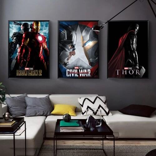 Marvel Movie Avengers SuperHero Canvas Painting Captain America Iron Man Thor Posters and Print Wall Art Picture for Home Decor