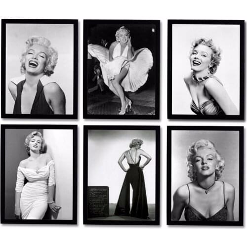 Classical movie star black and white canvas painting Marilyn Monroe poster wall artist interior decoration painting