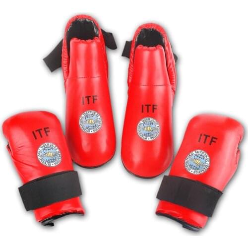 Taekwondo ITF Gloves Foot Guard Set Protector Ankle High Quality PU Leather ITF Protector Footwear Boot Boxing For Adult Child