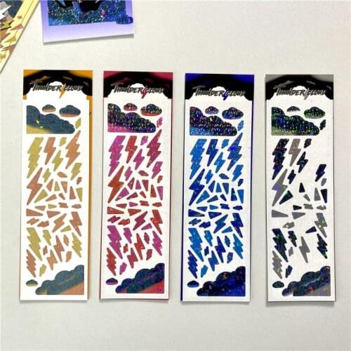 Korean Ins Lightning Laser Stickers DIY Scrapbooking Idol Card Album Mobile Phone Stationery Decorative Stickers Personalized