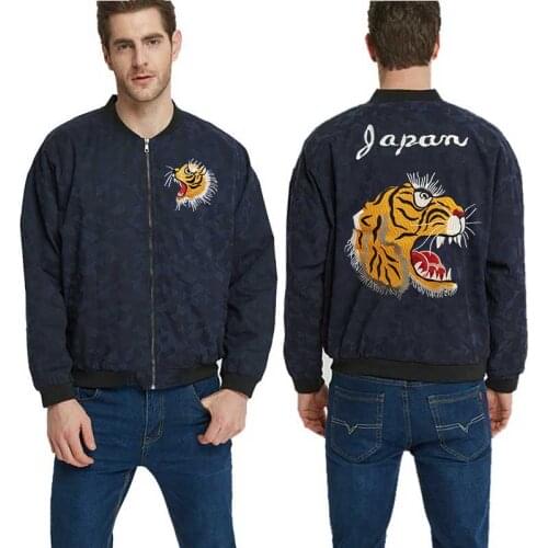 Tiger Embroidery Jackets Men Baseball Casual Jacket Streetwear Windbreaker Stand Collar Coats Wholesale Outwear homme Clothing