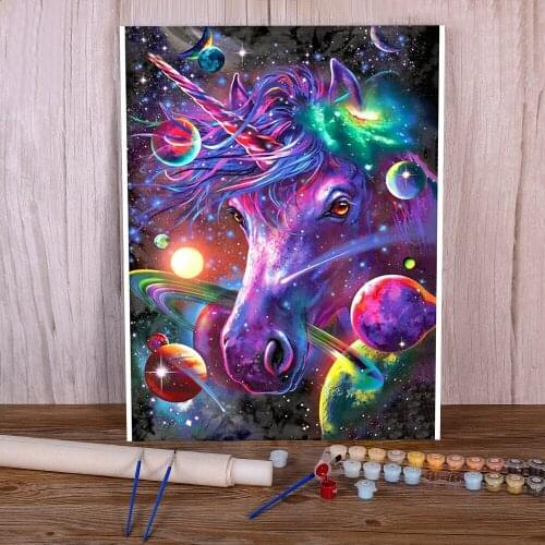 Animal Unicorn Paint By Numbers Set Acrylic Paints 40*50 Canvas Painting Decoration For Children Handiwork Handicraft Art