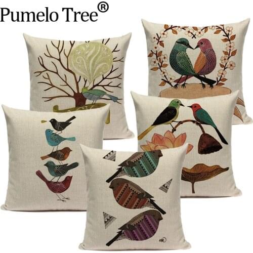 Animals Birds Pillow Case Decorative Pillow Throw Cushions 45Cmx45Cm Square Decorative Pillows BirdS Sofa Custom Cushion Cover