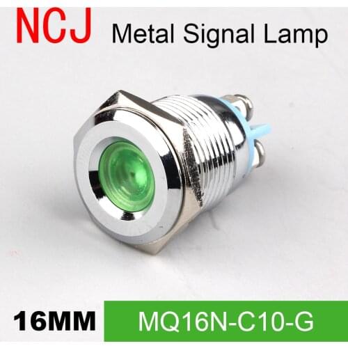 NCJ 16mm Metal LED Signal lamp Indicator pilot Warning light Signalization boat car panel dashboard 3V 6V 12V 24V 110V 220V