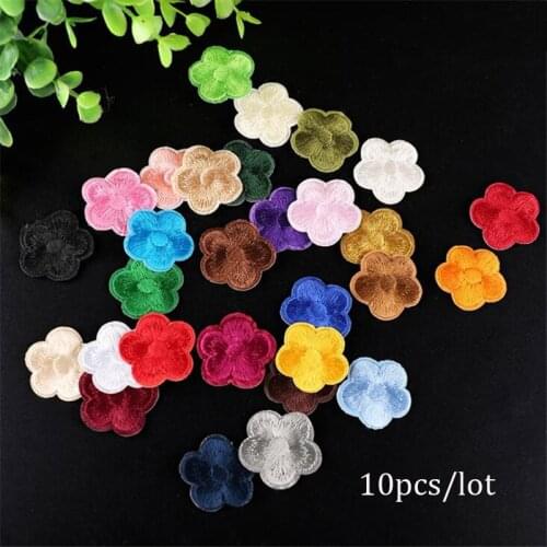 Cheap 10pcs/lot Small flower patches iron on applique for clothes embroidered for clothing DIY motif stripes clothes accessories