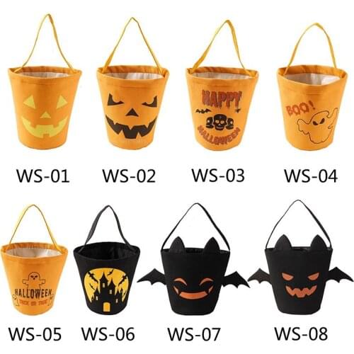 New 2021 Christmas Hand Canvas Bag Basket Cotton Halloween Bat Cartoon Candy Bag Gift Bag Storage Bag 40pcs