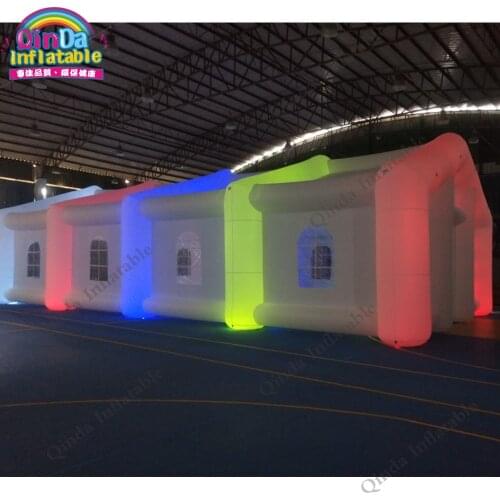 Outdoor commercial inflatable cube party tent,duarble customized inflatable oxford cloth tent with led light