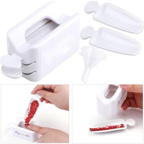 Nail Powder Recycle Box Double Layer French Powder Box Recycled Portable Infiltration Container Manicure Glitter Nails Tools