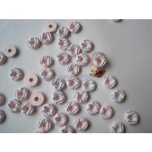 RC56-5 30pcs Cute Pink Donut Shape Nail Resin Decoration Outlooking