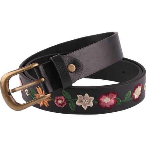 New Chinese style Belt Embroidery Imitation Leather Pin Buckle Women Belt Retro Fashion Luxury Female Belt Women Dress Strap