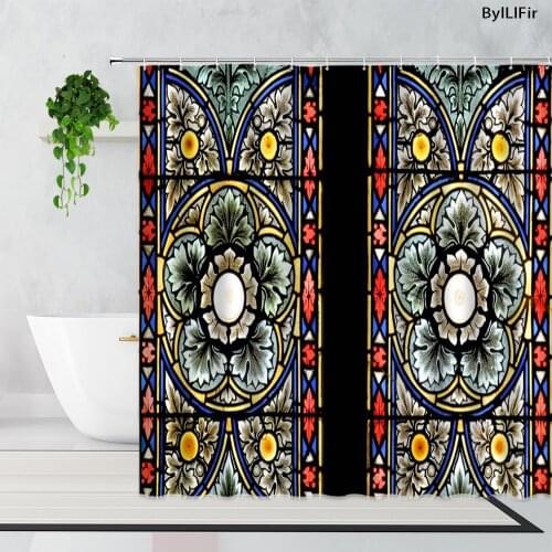 Bohemian Ethnic Style Fabric Shower Curtains Color 3D Printing Art Home Decoration Background Bathroom Waterproof Bath Curtain