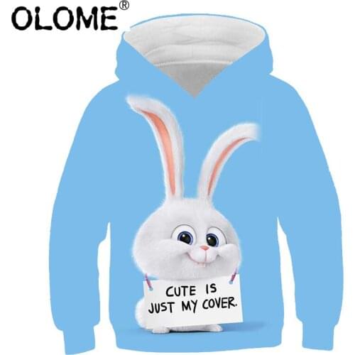 Cartoon Girls Hoodies Fall Boys Sweatshirt 0-12 Years Streetwear Rabbit Printed Hoodies OLOME Oversized Sweatshirt Teenager Top