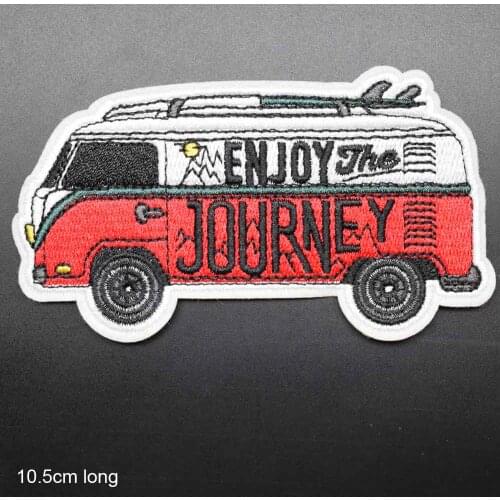 Journey Bus Outdoor Hiking Theme Ironing Sew Iron On Embroidered Clothes Patches For Clothing Jeans Backpacks Garment Wholesale
