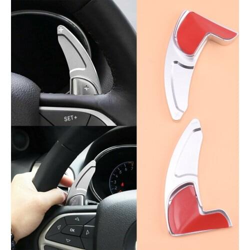 High Quality 1Pair Car Silver Aluminum Alloy Steering Wheel Shifter Paddle Trim Cover Fit for Dodge Charger Challenger 2015
