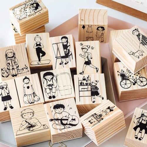 XINAHER Cute daily life decoration stamp DIY craft wooden rubber stamps for scrapbooking stationery scrapbooking standard stamp