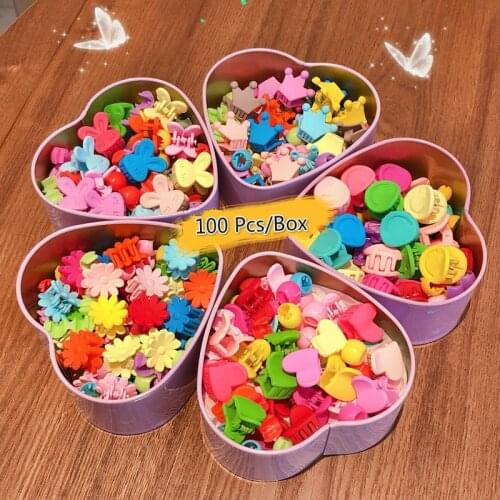 10/50/100 Pcs/Box Children Cute Colorful Cartoon Flower Hair Claws Baby Girls Lovely Sweet Small Claw Clamp Kid Hair Accessories