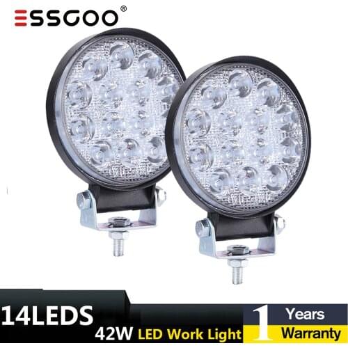 16Leds 42W Offroad Work Light Round 12V 24V Led Work Lamp For Tractors Spotlight Led For 4x4 ATV UTV Truck Tractor
