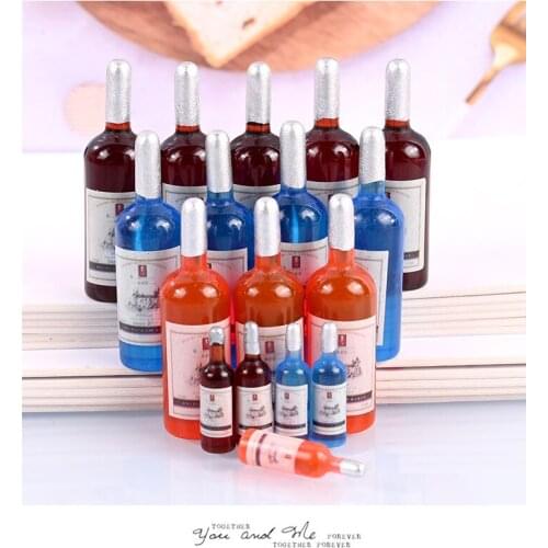 20pcs Mini Wine Drinks Bottle Flatback Resin Cabochon Simulation Fake Food for Dolls Jewelry Accessories DIY Scrapbook Craft