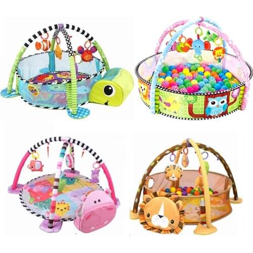 3-in-1 Baby Activity Gym Mat Crawling Blanket Infant Game Pad Play Rug Turtle Design Play Mat for Children Kids Ideal Gift